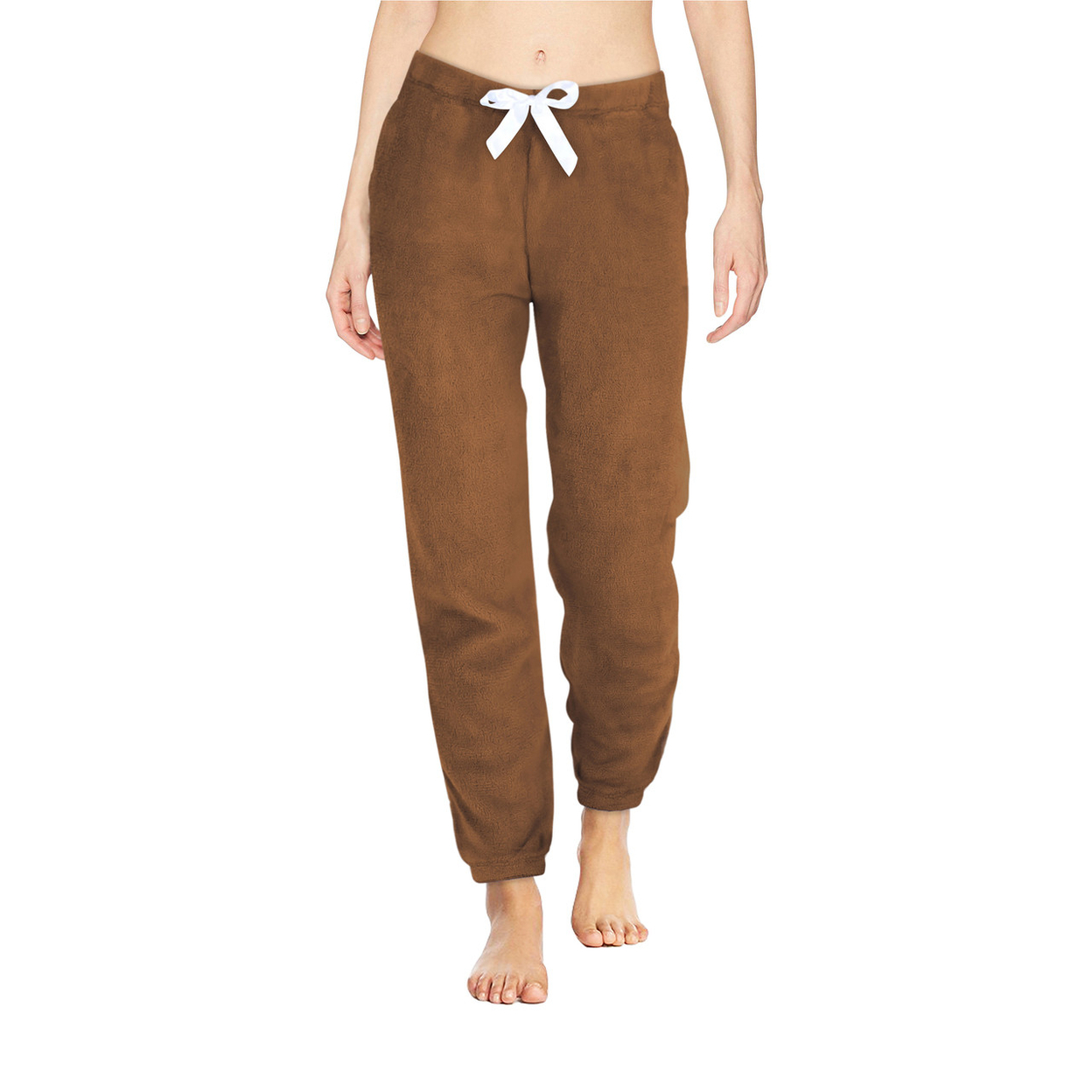 4-Pack: Women's Solid Ultra-Soft Comfy Stretch Micro-Fleece Pajama Lounge Pants - Small
