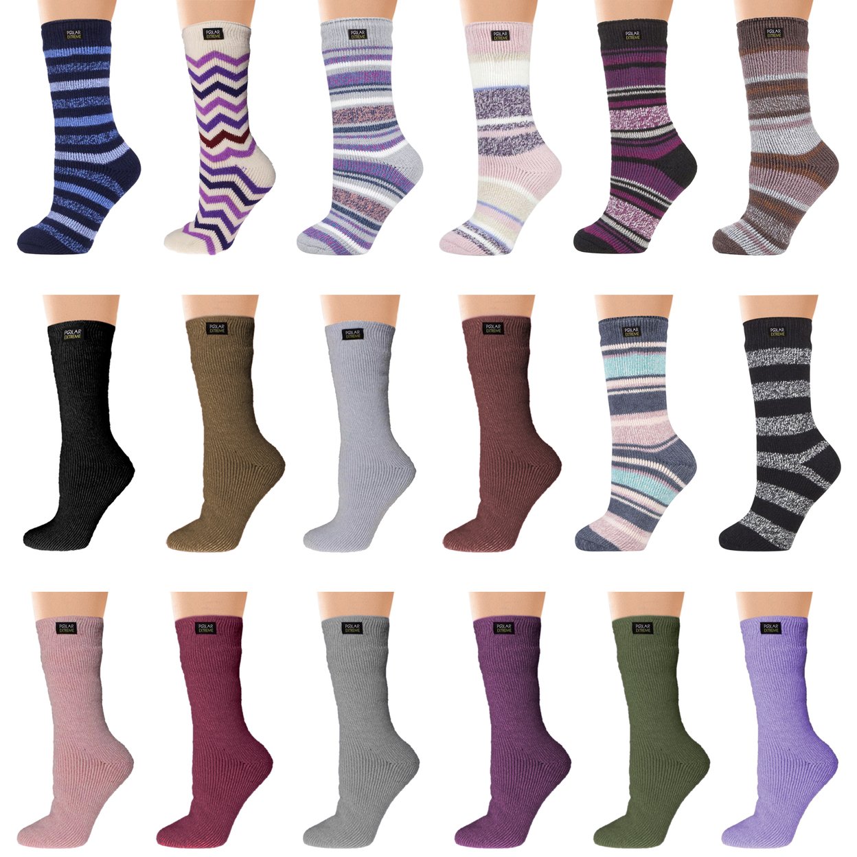 3-Pairs: Women's Polar Extreme Insulated Thermal Ultra-Soft Winter Warm Crew Socks