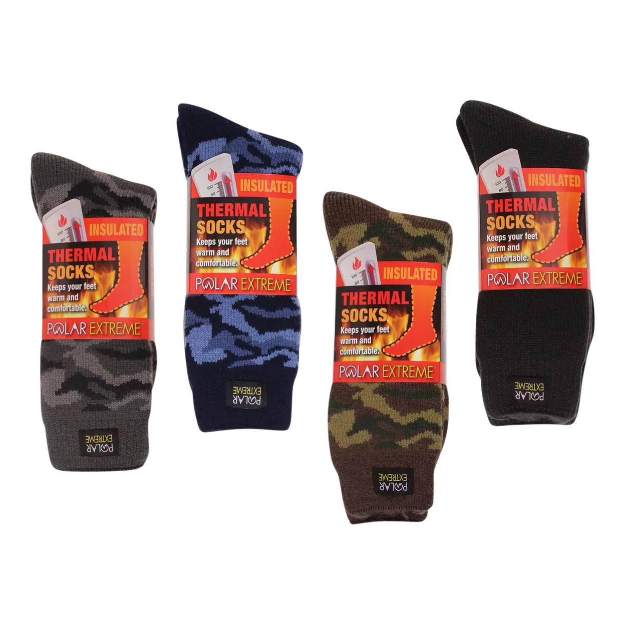 4-Pairs: Men's Polar Extreme Insulated Thermal Ultra-Soft Winter Warm Crew Socks