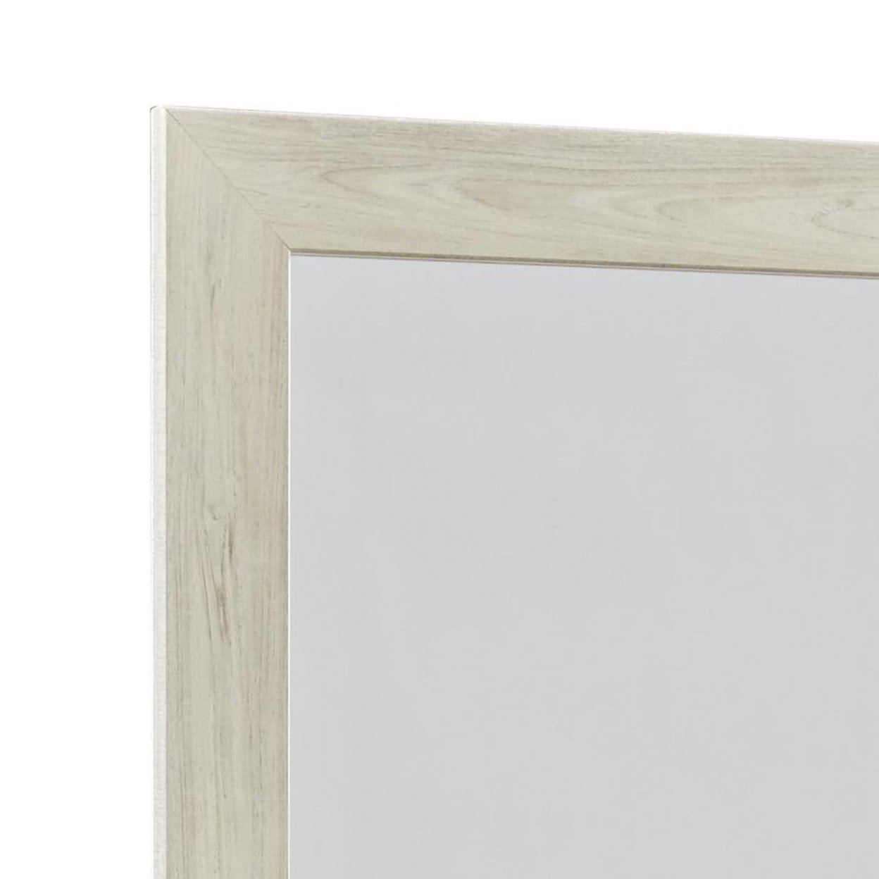 Contemporary Bedroom Mirror With Wood Grain Texture, White And Silver- Saltoro Sherpi