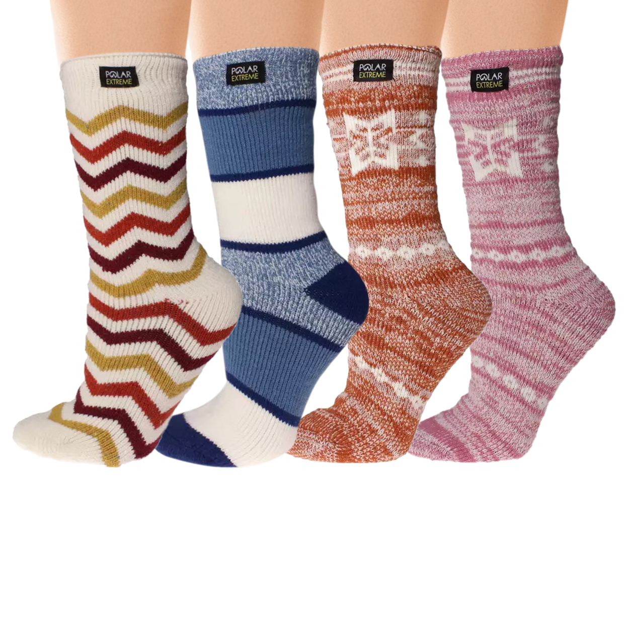 4-Pairs: Women's Polar Extreme Insulated Thermal Ultra-Soft Winter Warm Crew Socks