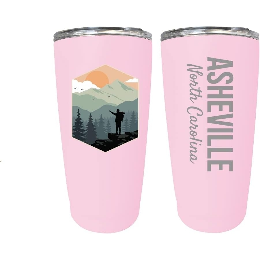 Asheville North Carolina Souvenir 16 Oz Insulated Stainless Steel Tumbler - Pink