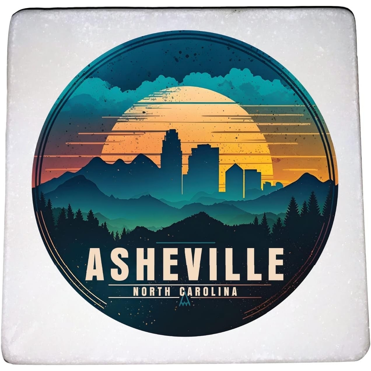 Asheville North Carolina Souvenir 4x4-Inch Coaster Marble 4 Pack - B