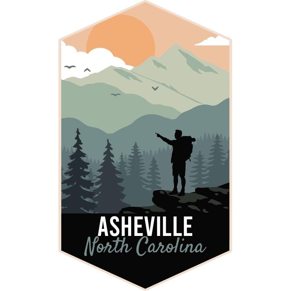 Asheville North Carolina Vinyl Decal Sticker Outdoors Hike Design - 4 Inch