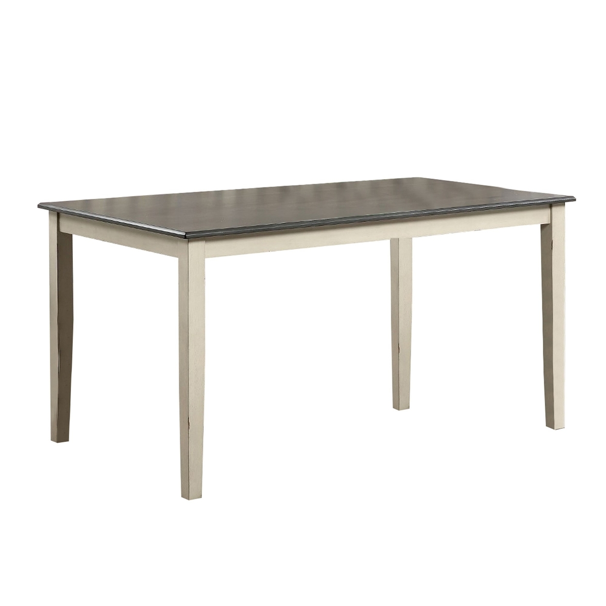 Two Tone Wooden Dining Table With Block Legs, White- Saltoro Sherpi