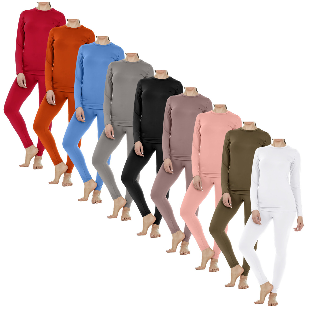 2-Set: Women's Fleece Lined Winter Warm Soft Thermal Sets For Cold Weather - Black&red, Small