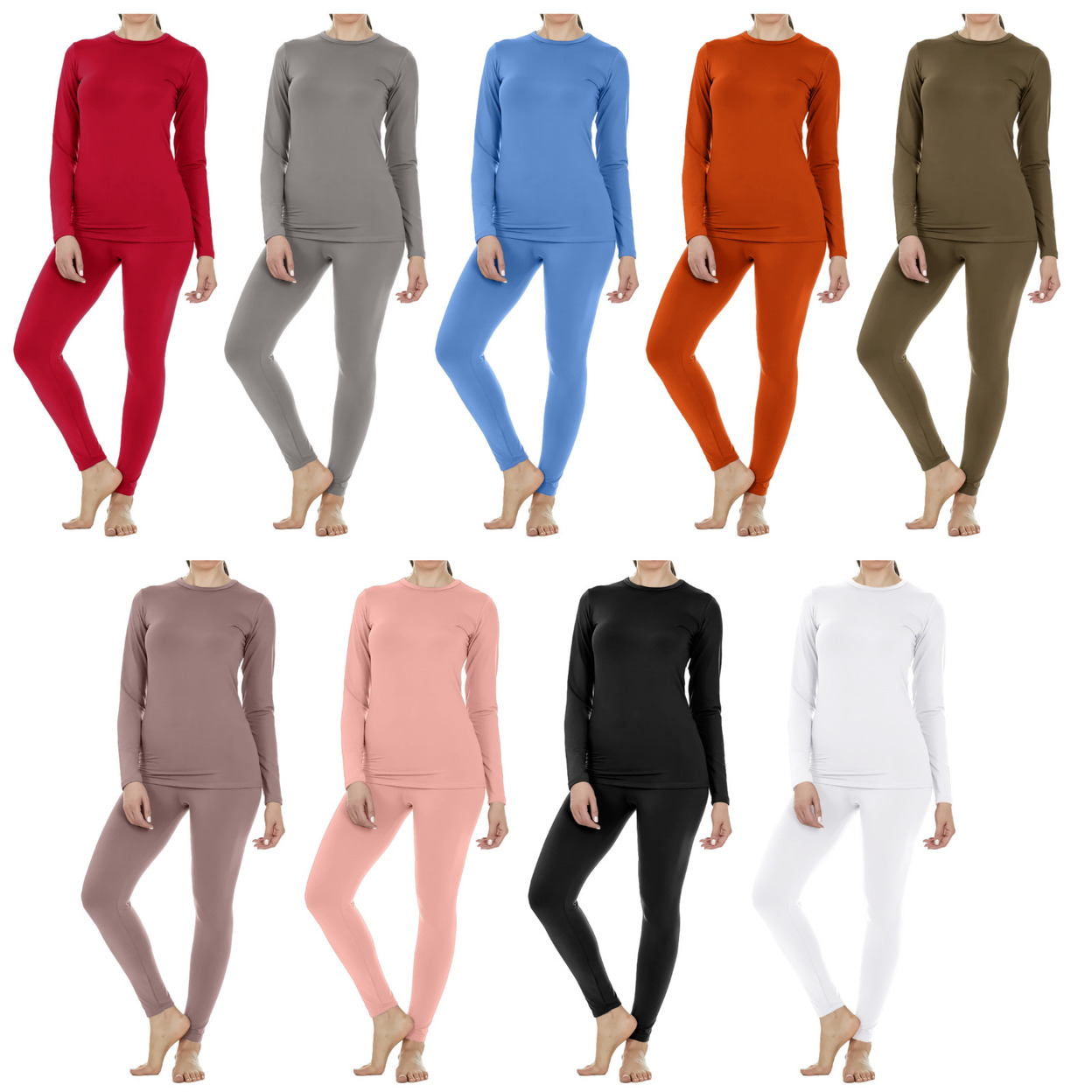 2-Set: Women's Fleece Lined Winter Warm Soft Thermal Sets For Cold Weather - Black&blue, Small