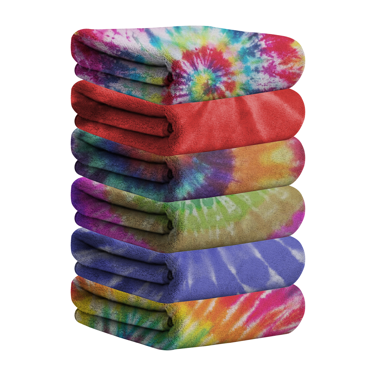 2-Pack: 28x60 Ultra-Soft Bright Printed Velour Pool Beach Lightweight Towel - Tye Dye
