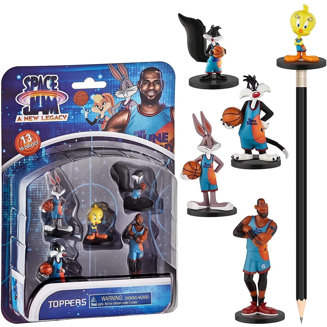 Space Jam 5pk Pencil Toppers Tweety Sylvester Penelope LeBron Bugs Bunny PMI International