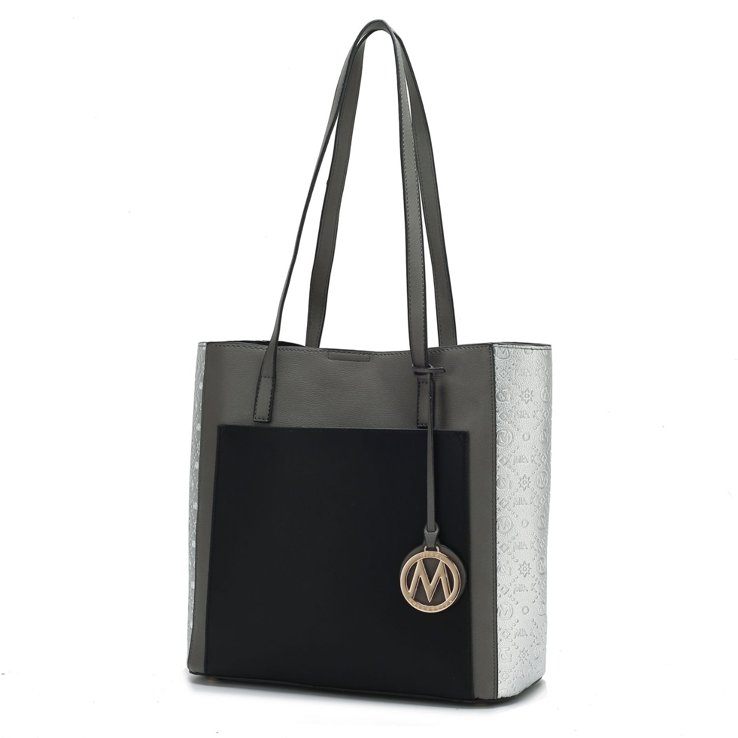 MKF Collection Leah Vegan Leather Color-block Women's Tote Bag By Mia K - Charcoal