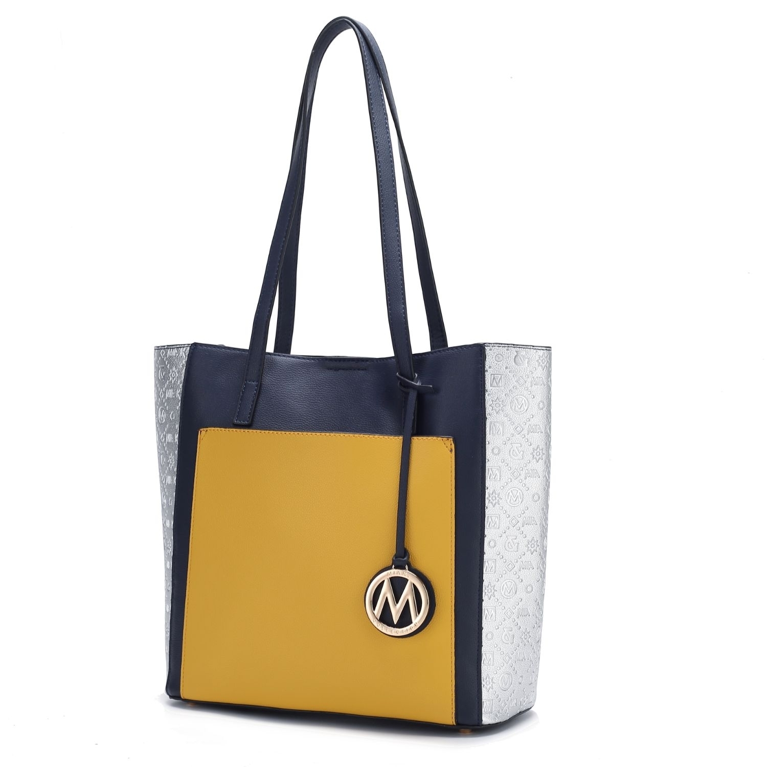 MKF Collection Leah Vegan Leather Color-block Women's Tote Bag By Mia K - Mustard