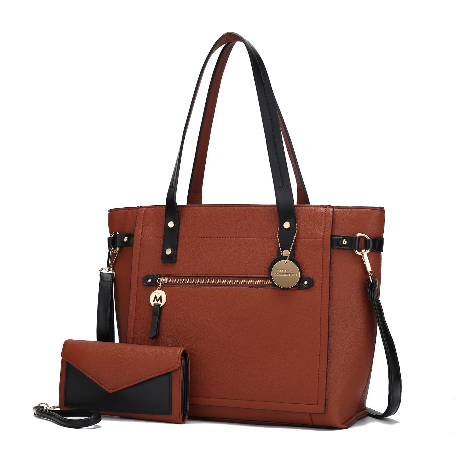 MKF Collection Andrys Tote Handbag By Mia K. - Cognac Black