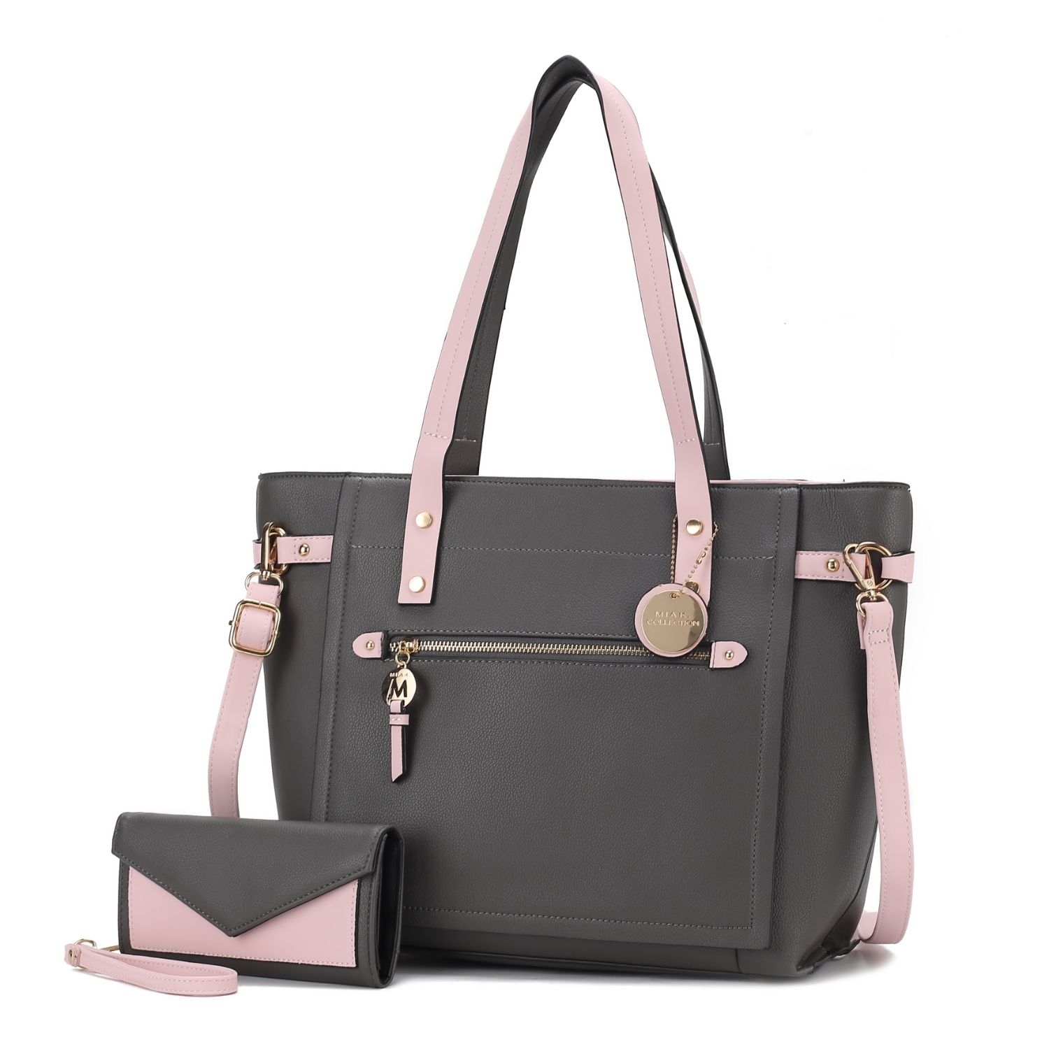 MKF Collection Andrys Tote Handbag By Mia K. - Charcoal Blush Combo