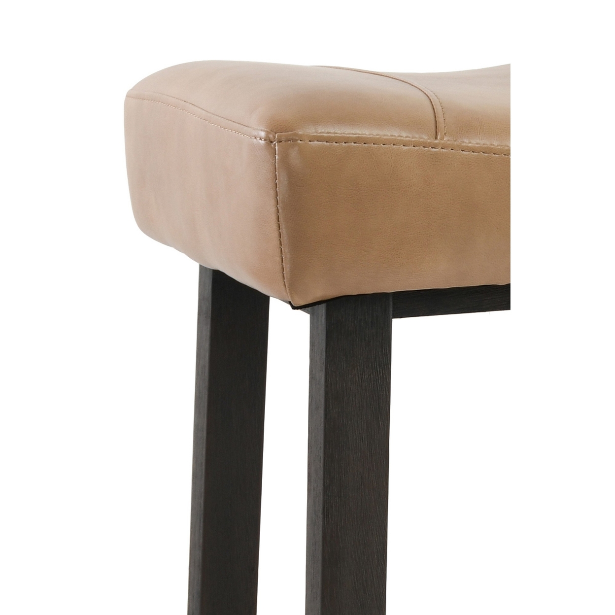 26 Inch Wooden Frame Leatherette Backless Counterstool, Beige- Saltoro Sherpi