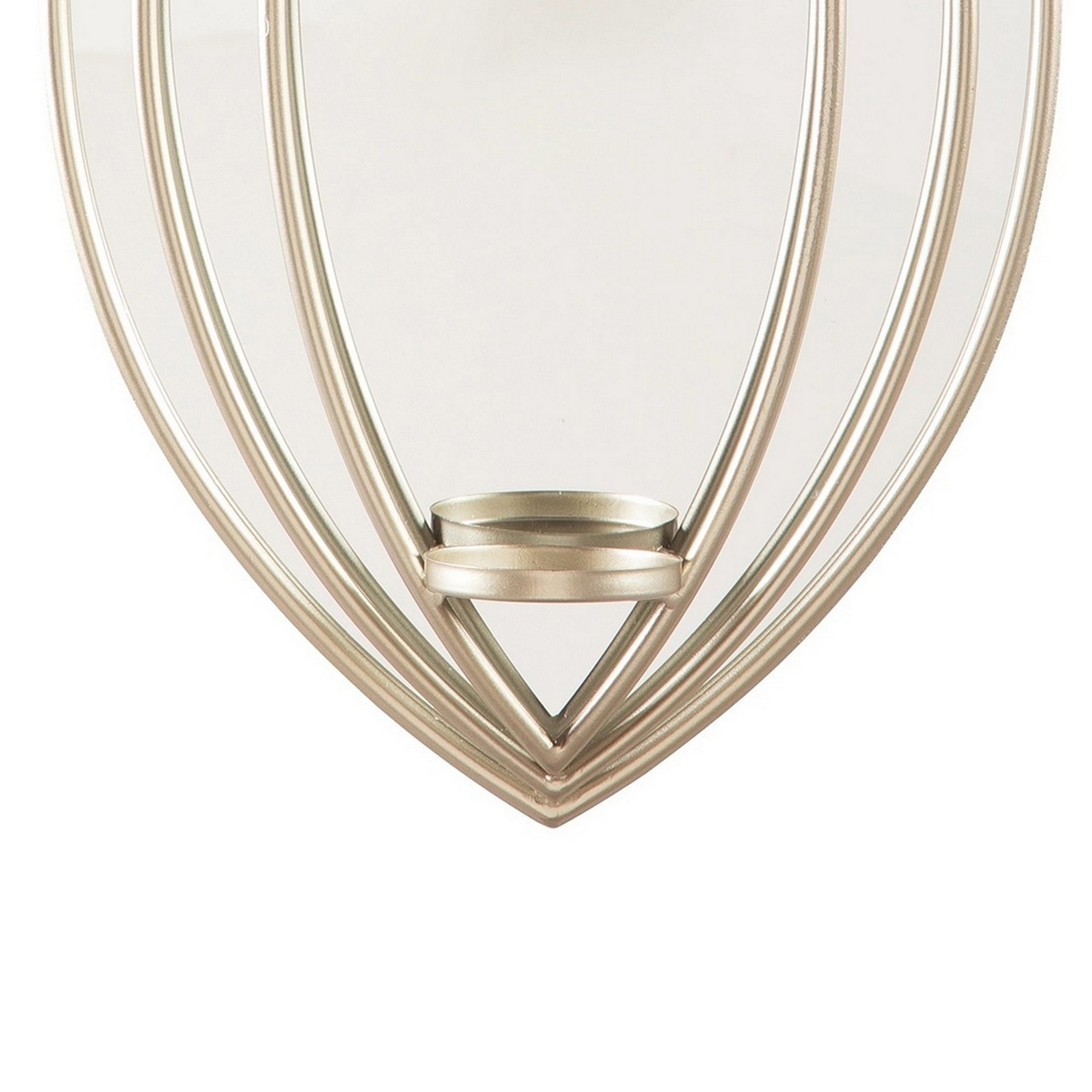 Caged Oval Metal Wall Sconce With Mirror Insert, Silver- Saltoro Sherpi