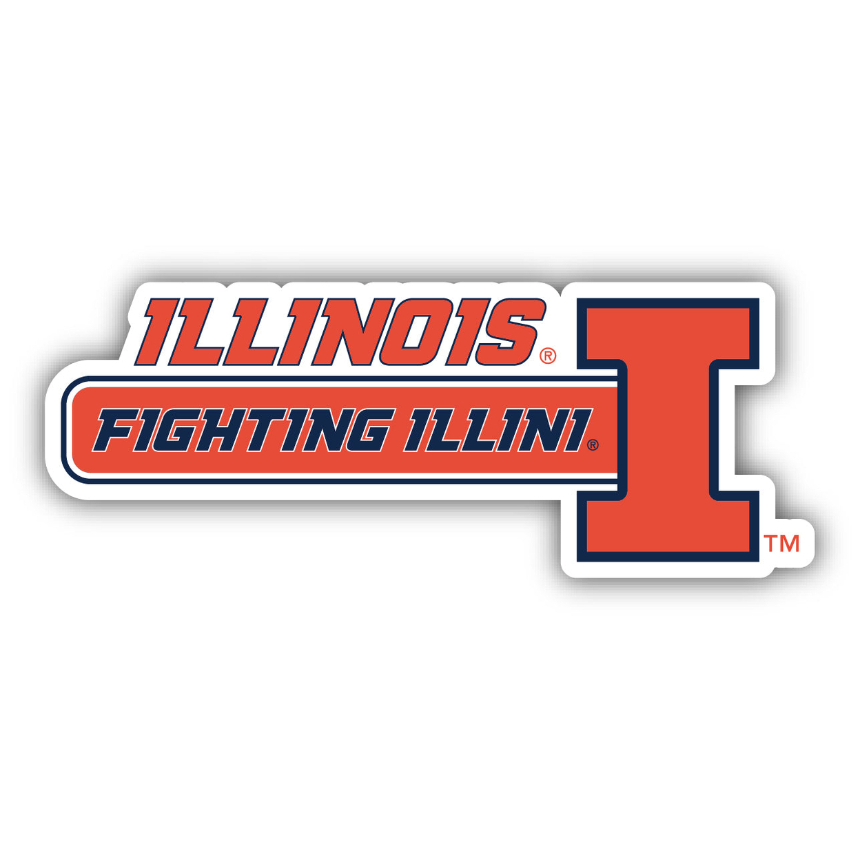 Illinois Fighting Illini 4 Inch Wide Colorful Vinyl Decal Sticker