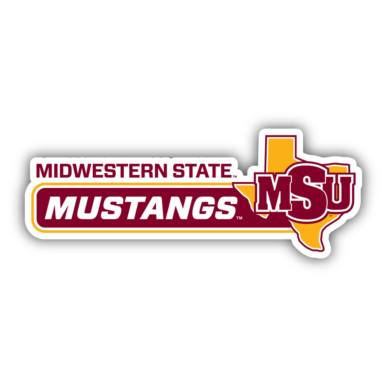 Midwestern State University Mustangs 4 Inch Wide Colorful Vinyl Decal Sticker