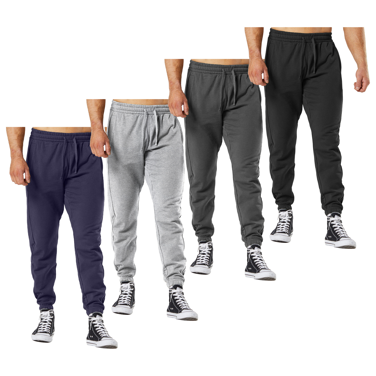Multi-Pack: Men's Ultra-Soft Cozy Winter Warm Casual Fleece-Lined Sweatpants Jogger - 3-pack, Medium