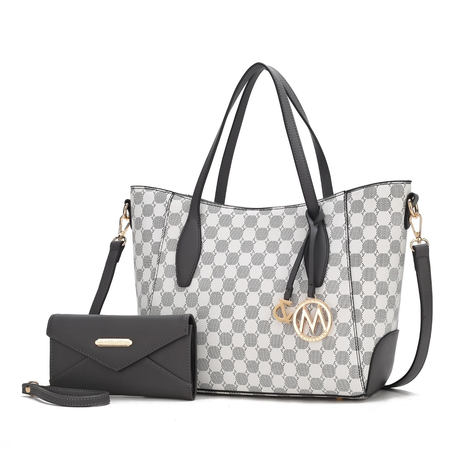 MKF Collection Gianna Vegan Leather Women's Tote With Matching Wallet 2 Pieces By Mia K - Charcoal
