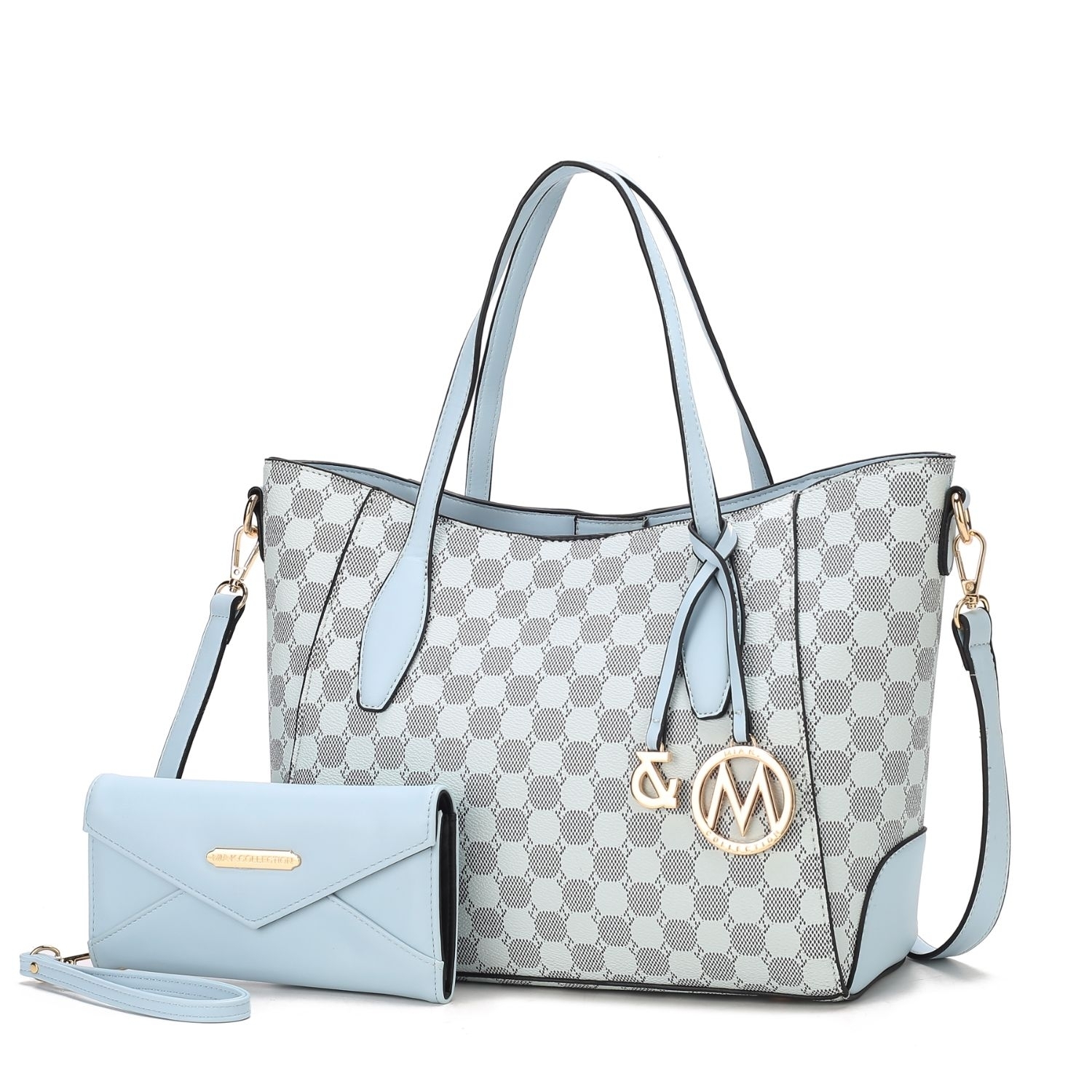 MKF Collection Gianna Vegan Leather Women's Tote With Matching Wallet 2 Pieces By Mia K - Light Blue