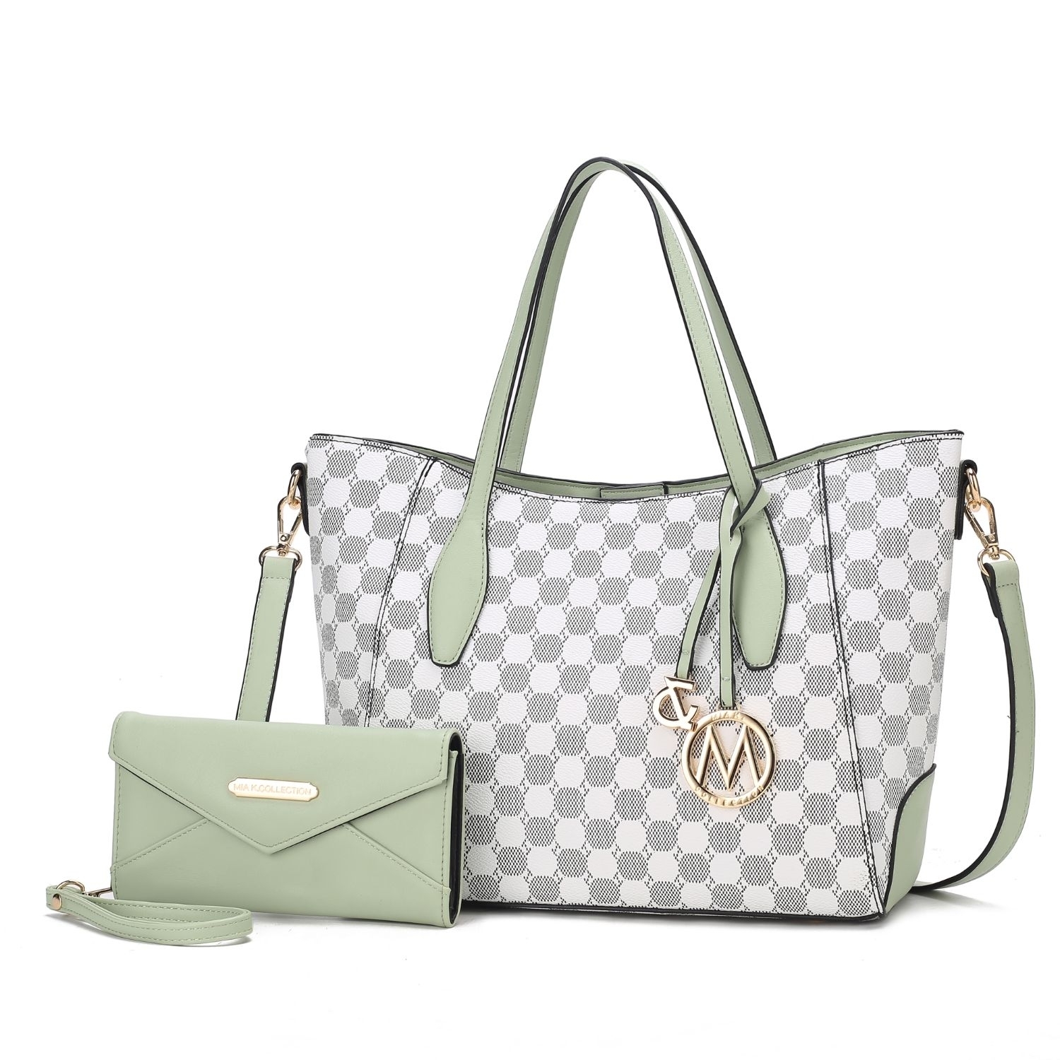 MKF Collection Gianna Vegan Leather Women's Tote With Matching Wallet 2 Pieces By Mia K - Mint