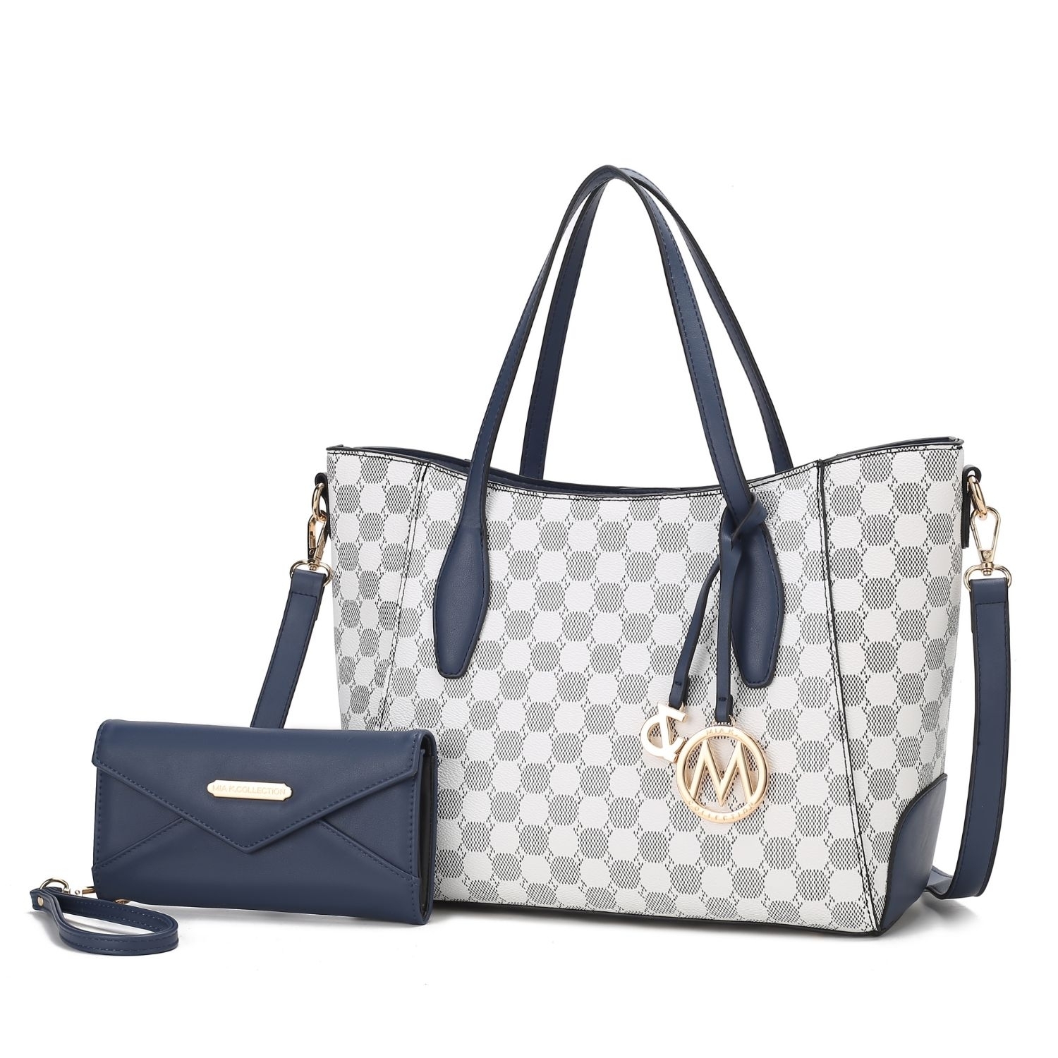 MKF Collection Gianna Vegan Leather Women's Tote With Matching Wallet 2 Pieces By Mia K - Navy