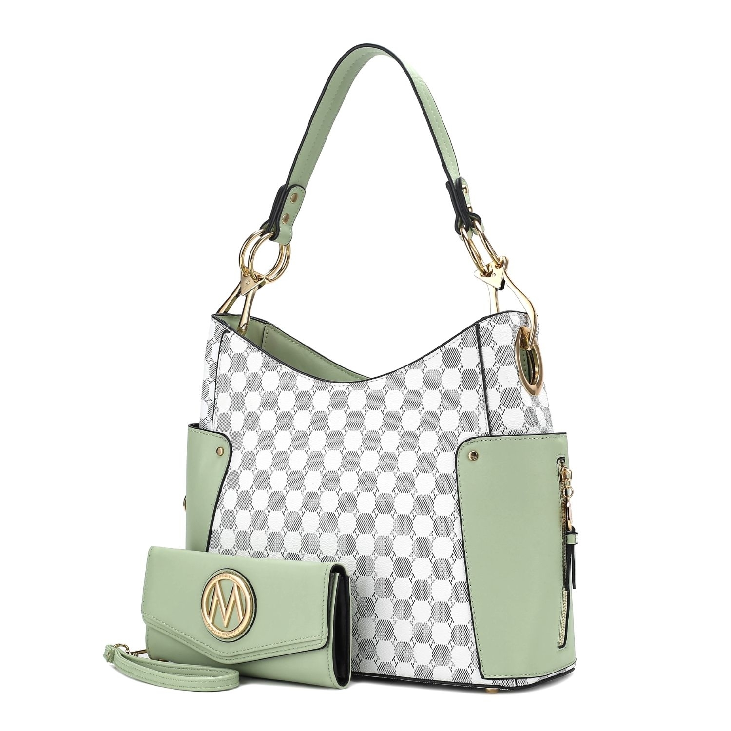 MKF Collection Penelope Circular Print Vegan Leather Women's Shoulder Bag Witch Matching Wallet - 2 Pieces By Mia K - Mint