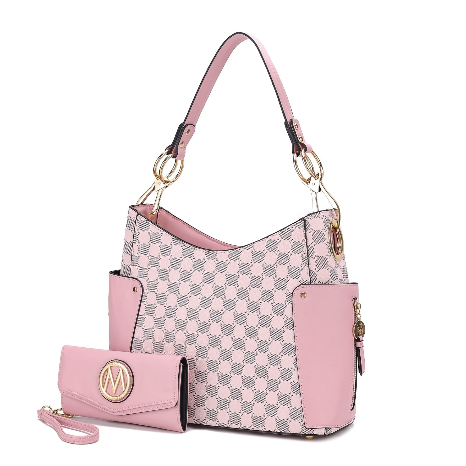 MKF Collection Penelope Circular Print Vegan Leather Women's Shoulder Bag Witch Matching Wallet - 2 Pieces By Mia K - Pink