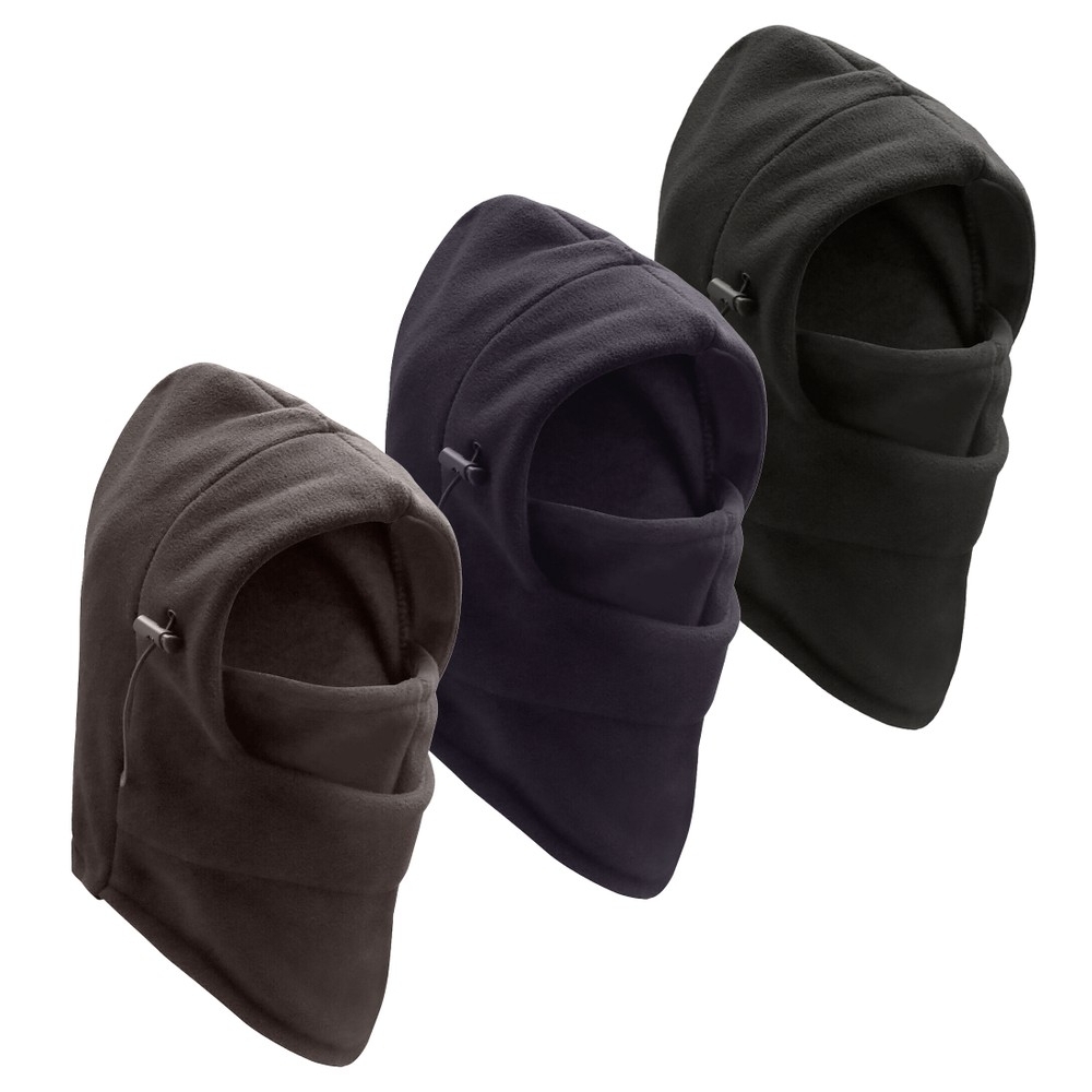 3-Pack: Men's Cozy Ultra-Soft Warm Fleece Lined Windproof Balaclava Thermal Ski Face Mask - Assorted