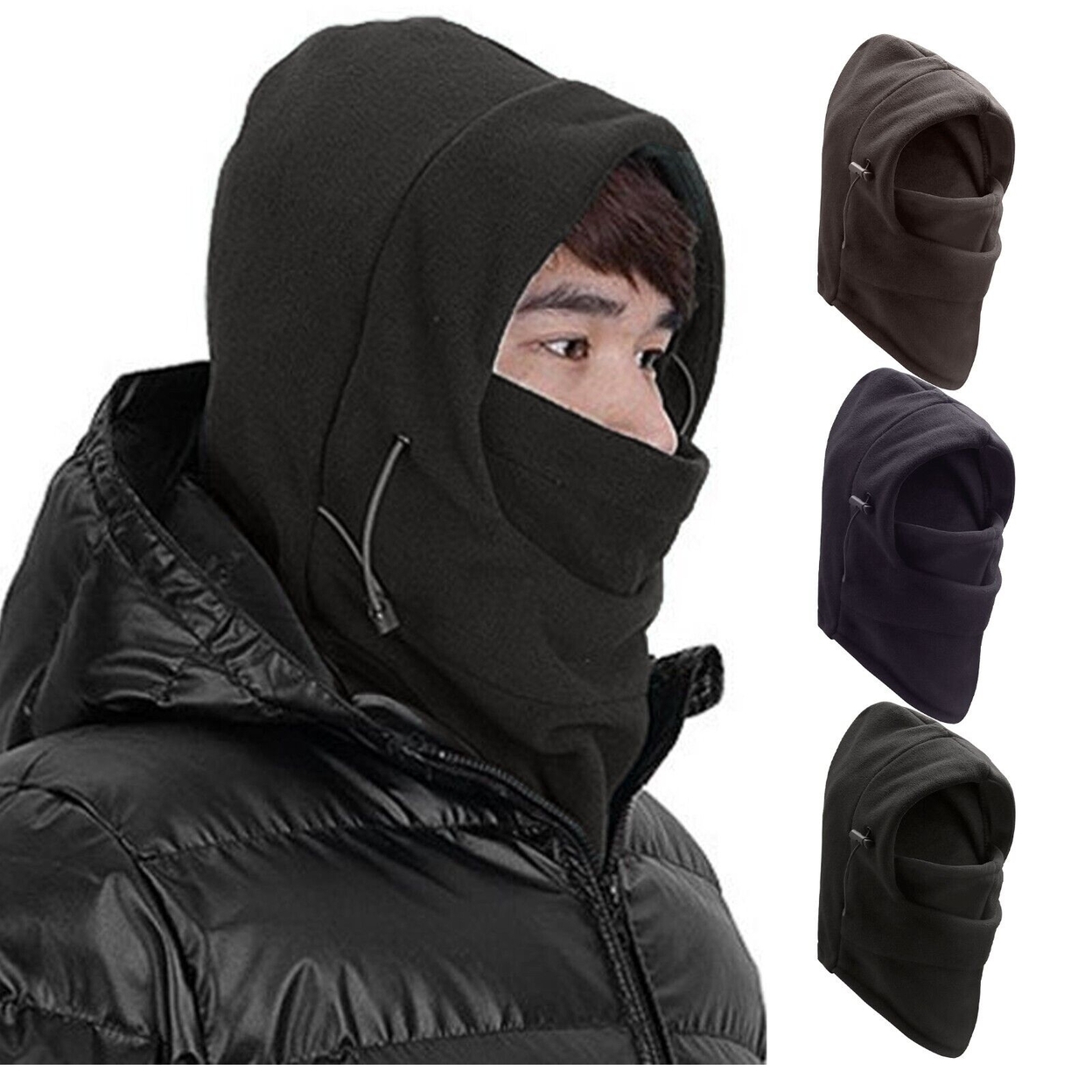 Men's Cozy Ultra Soft Warm Fleece Lined Windproof Balaclava Thermal Ski Face Mask - Brown