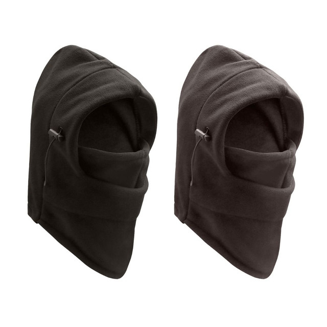 2-Pack: Men's Cozy Ultra Soft Warm Fleece Lined Windproof Balaclava Thermal Ski Face Mask - Black & Black
