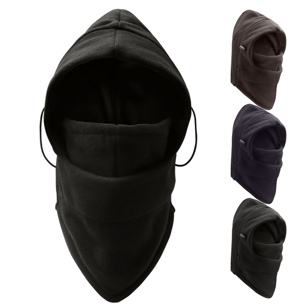 2-Pack: Men's Cozy Ultra Soft Warm Fleece Lined Windproof Balaclava Thermal Ski Face Mask - Black & Brown