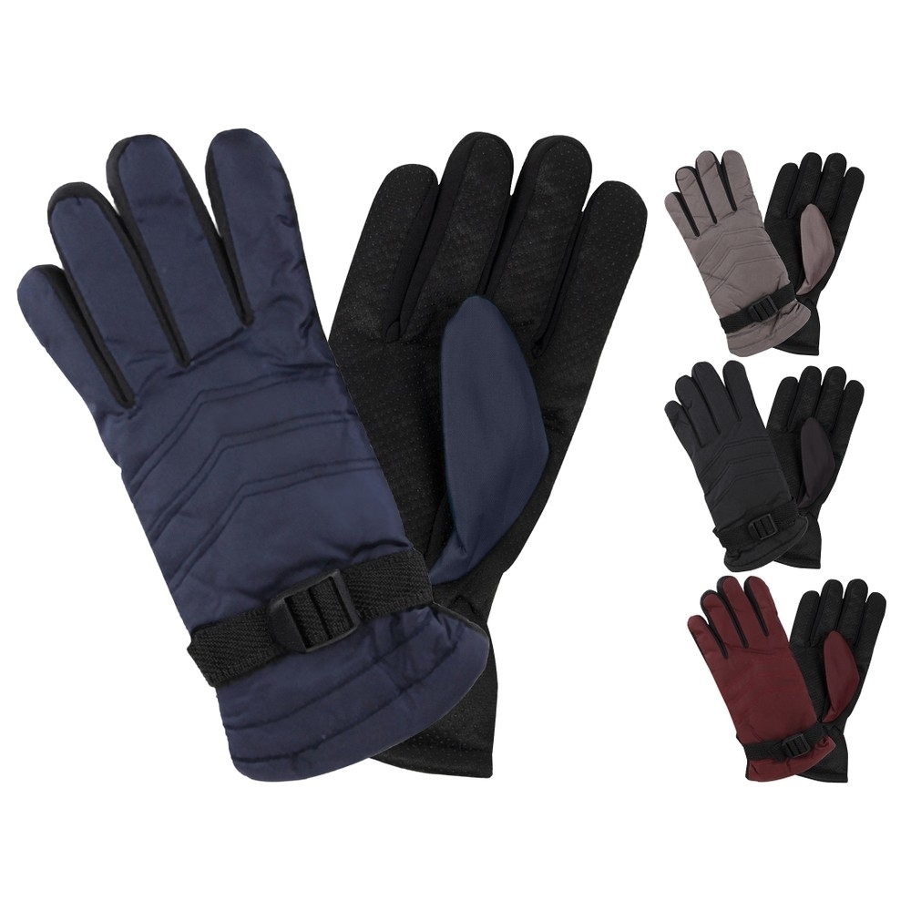 2-Pairs: Women's Cozy Fur Lined Snow Ski Warm Winter Gloves - Black & Black
