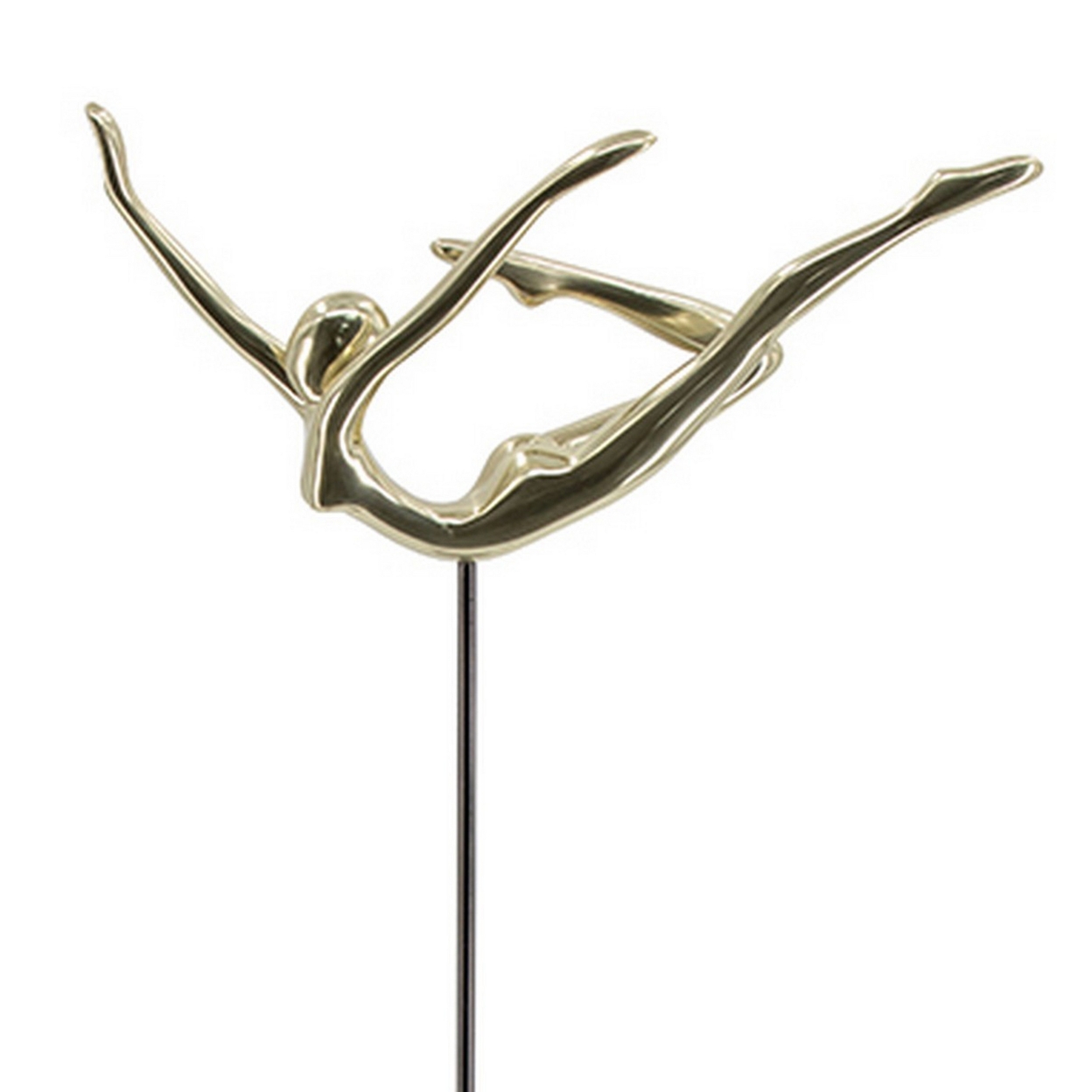 Baco 25 Inch Decorative Dancing Figurine, Aluminum, Steel, Gold, Black- Saltoro Sherpi