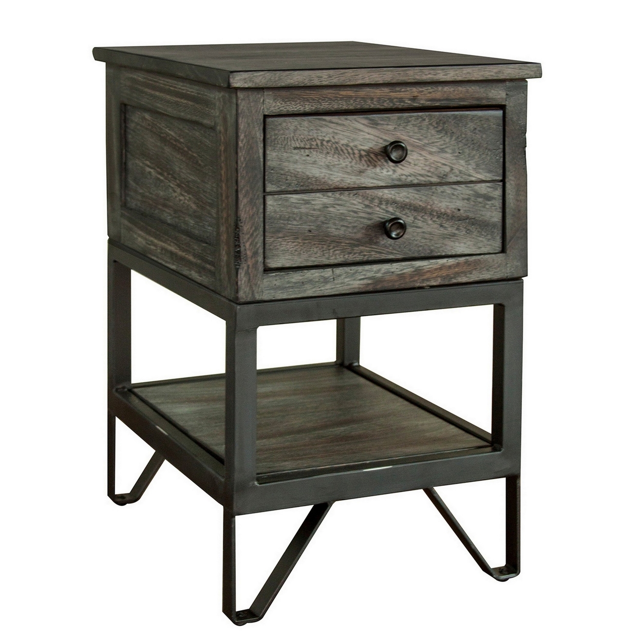Ello 24 Inch 1 Drawer Chairside End Table With Shelf, Solid Wood, Gray- Saltoro Sherpi