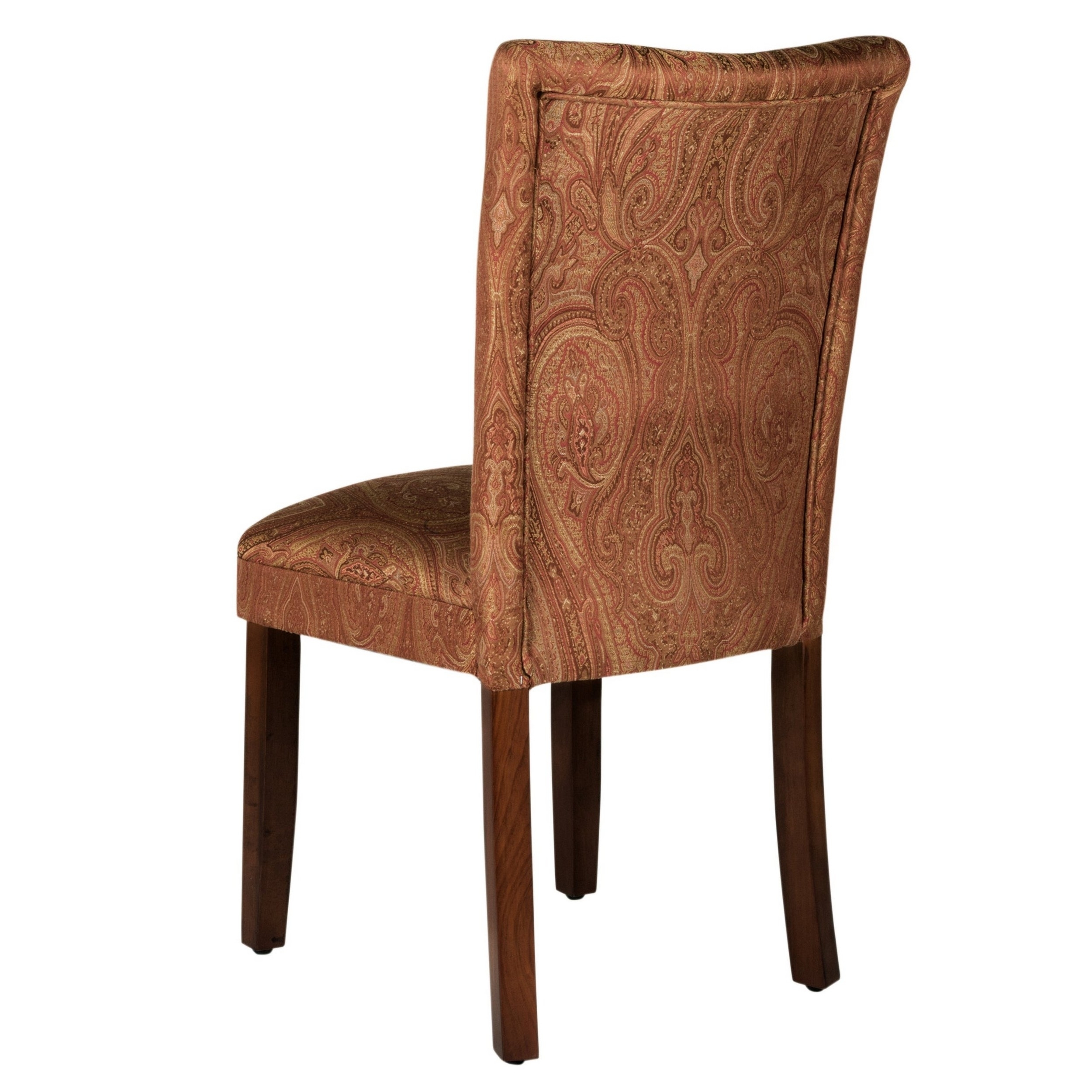 Damask Pattern Fabric Upholstered Dining Chair With Wood Legs, Multicolor- Saltoro Sherpi