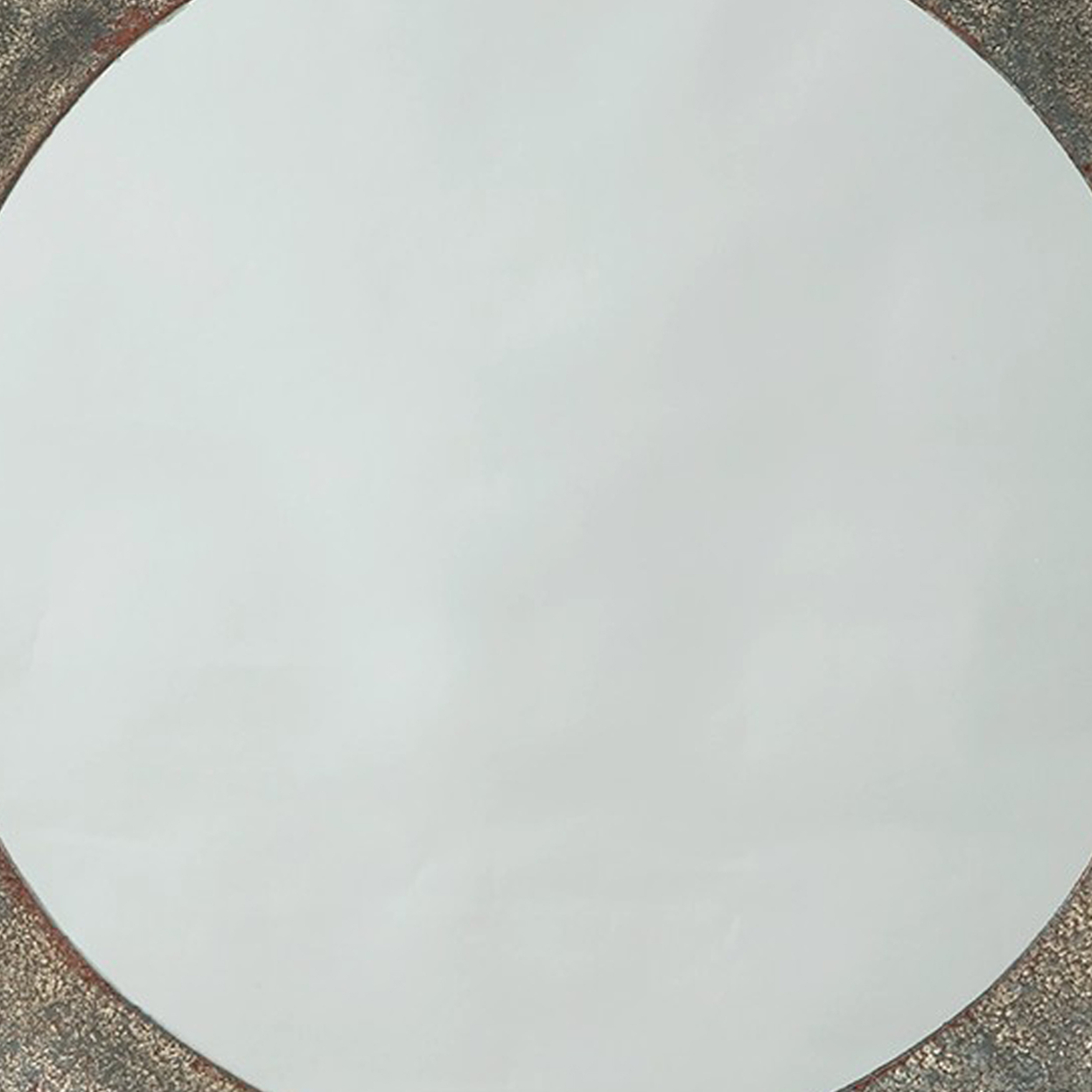30.25 Inches Round Metal Encased Accent Mirror, Distressed Gray- Saltoro Sherpi
