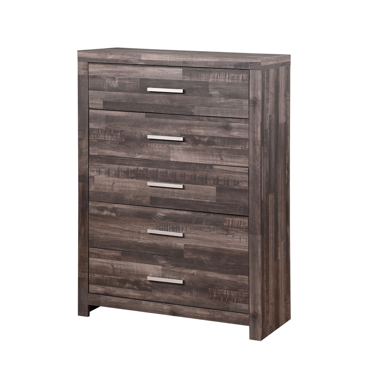 Chest With Rough Hewn Saw Texture And Panel Base, Rustic Gray- Saltoro Sherpi