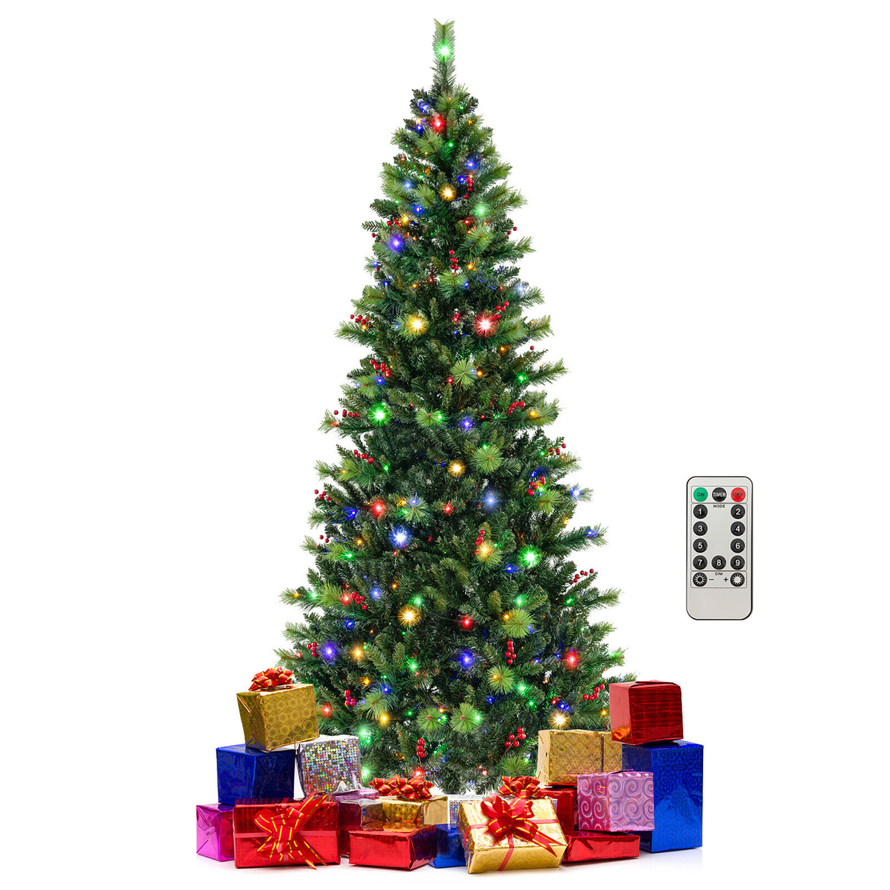8 FT Pre-Lit Artificial Christmas Tree W/ 500 LED Lights & 9 Lighting Modes For Holiday Home Office Decor