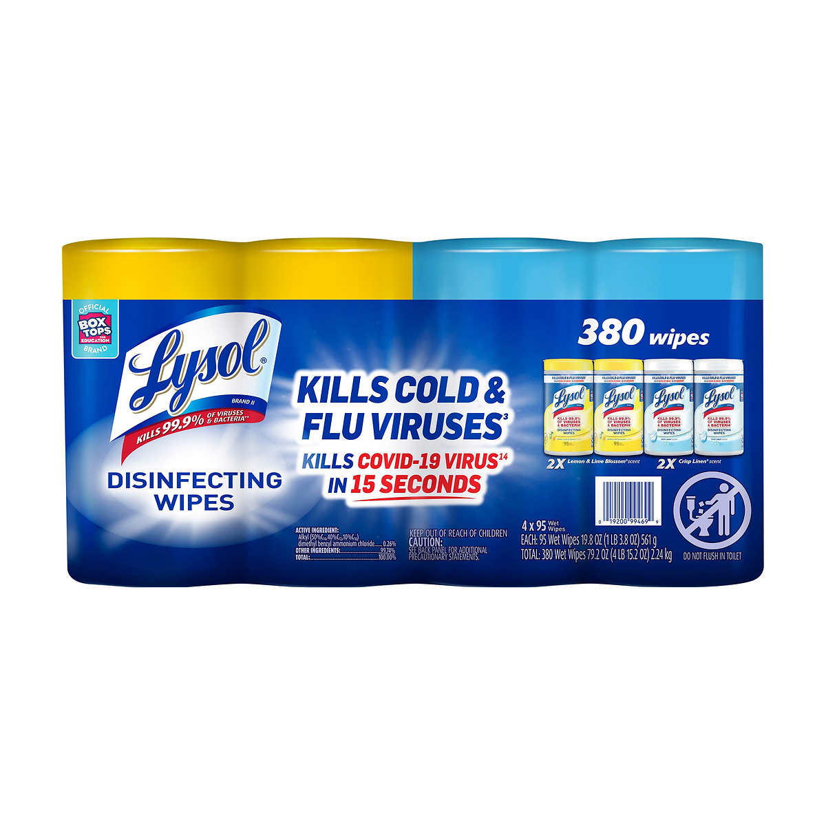 Lysol Disinfecting Wipes, Variety Pack, 95 Count (Pack Of 4)