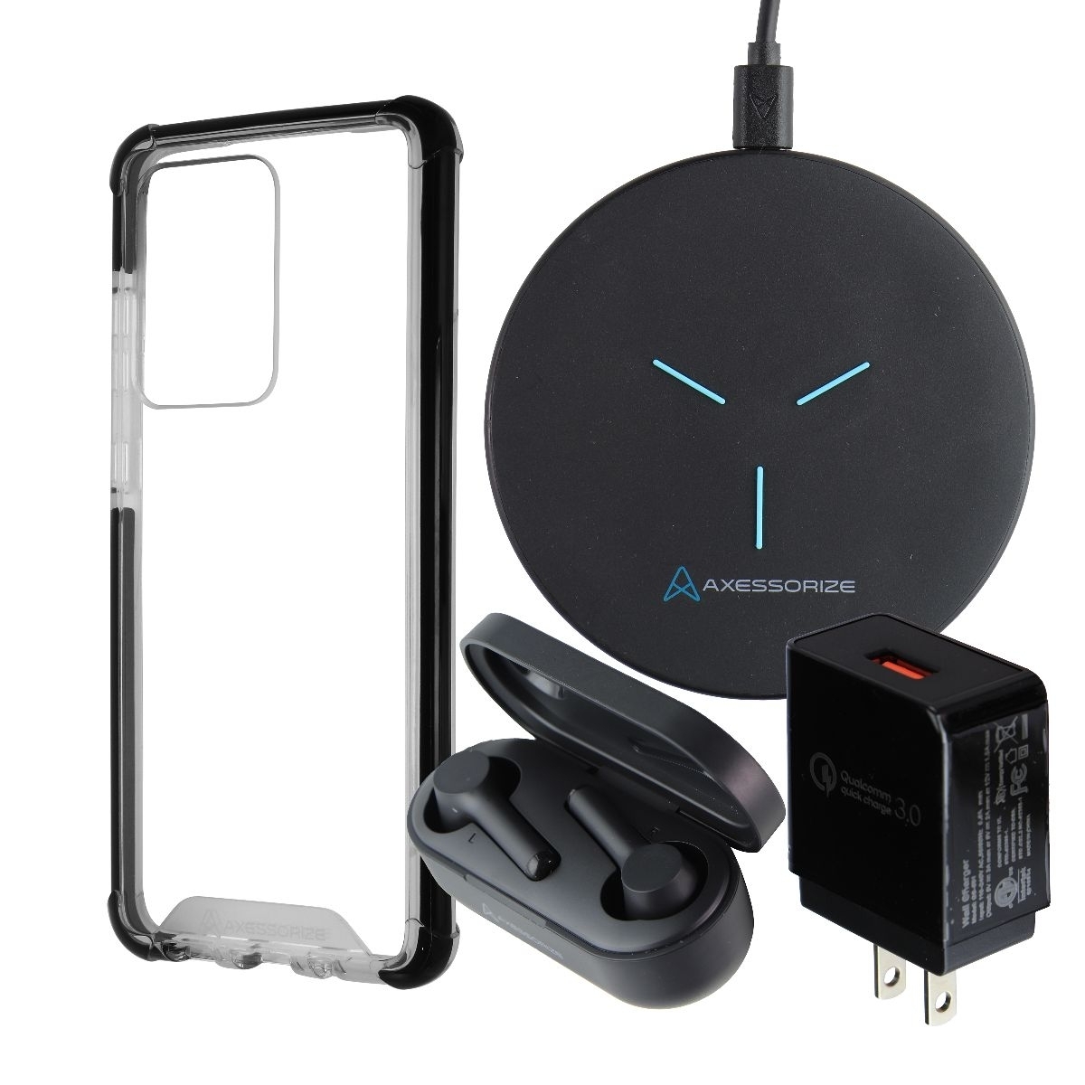 Axessorize Essential Bundle For (S20 Ultra) With Case/Earbuds/Wireless Charger