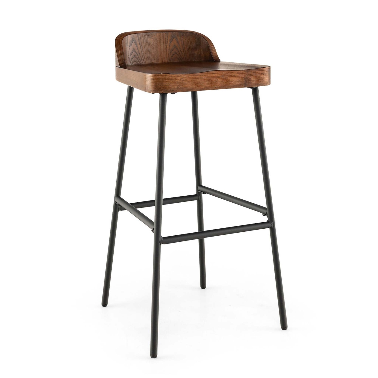 Industrial 29'' Bar Stool Bar Height Saddle Seat Kitchen Stool W/ Low Back