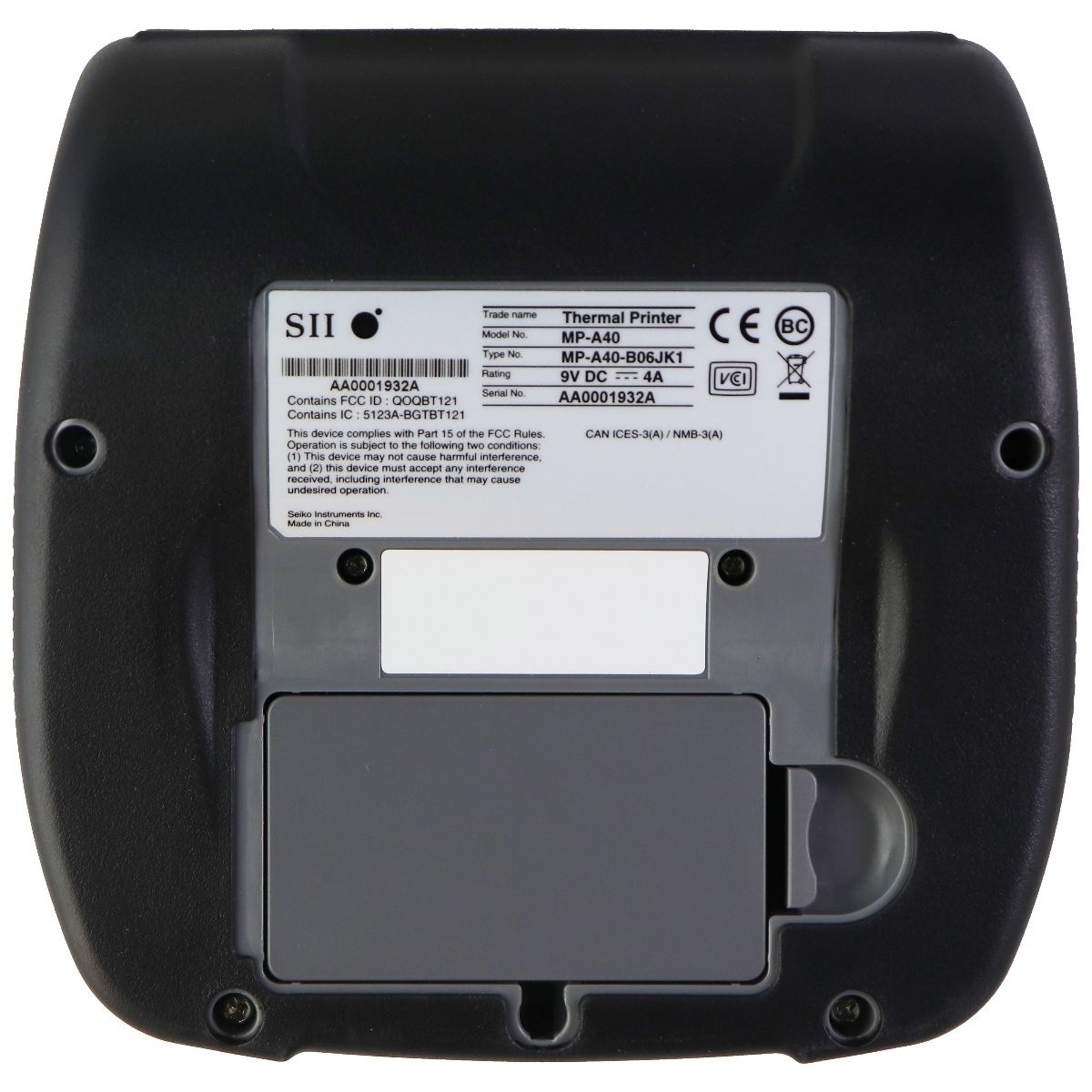 Seiko SII (MP-A40) Mobile Bluetooth Thermal Printer - Black