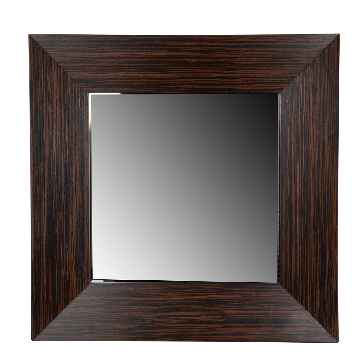 24 Inches Square Wood Encased Wall Mirror, Brown- Saltoro Sherpi