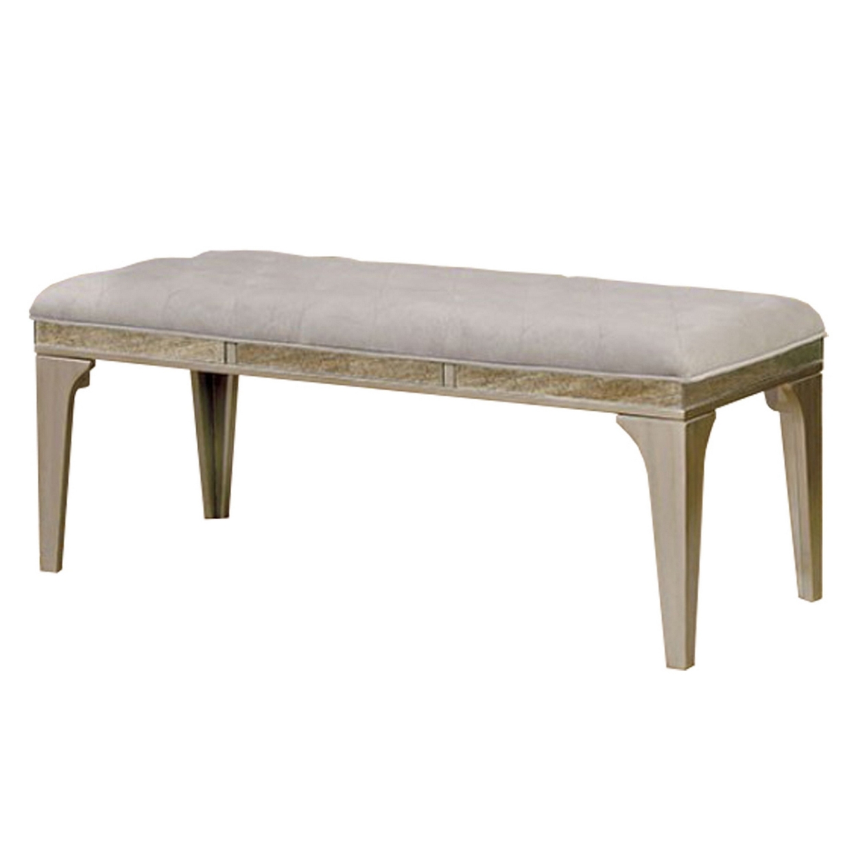 Wooden Bench With Comfy Cushioned Seat Gray- Saltoro Sherpi