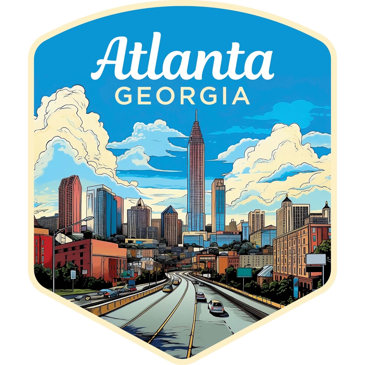 Atlanta Georgia Design B Souvenir Vinyl Decal Sticker - 2-Inch