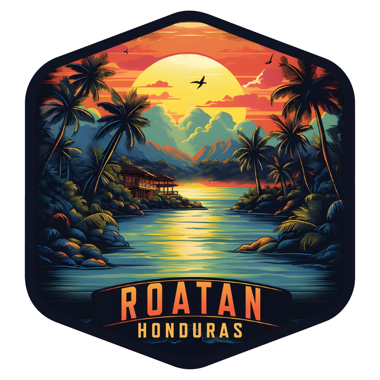 Roatan Honduras Design A Souvenir Vinyl Decal Sticker - 2-Inch