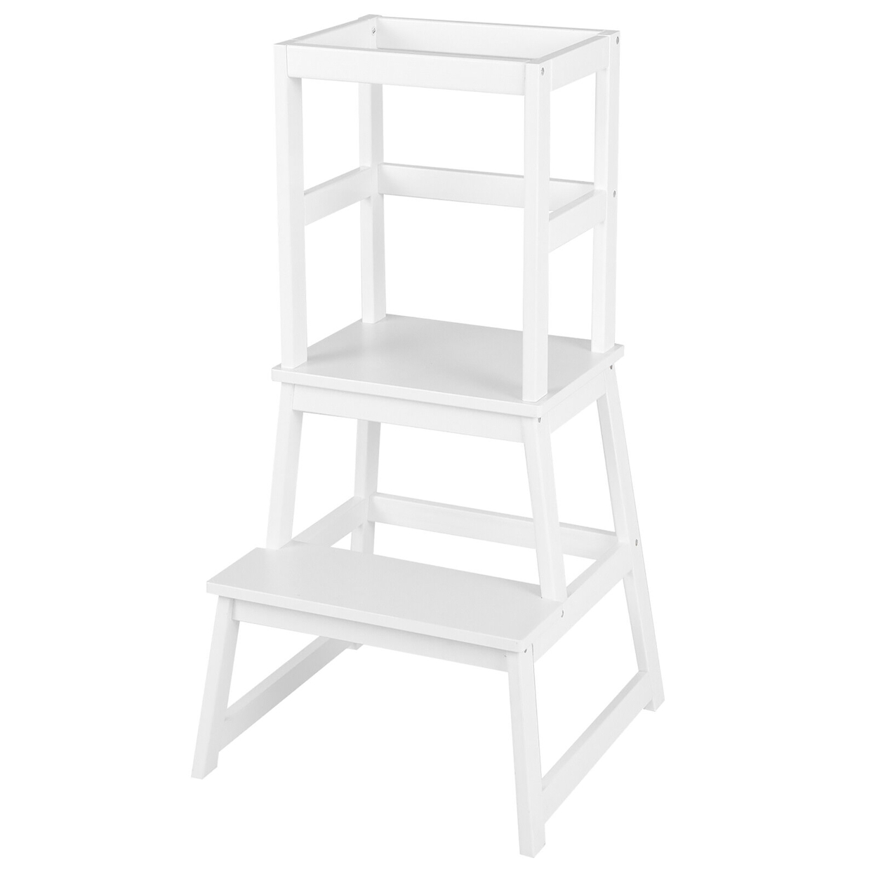 Kids Kitchen Step Stool Kids Standing Tower With Safety Rails - White