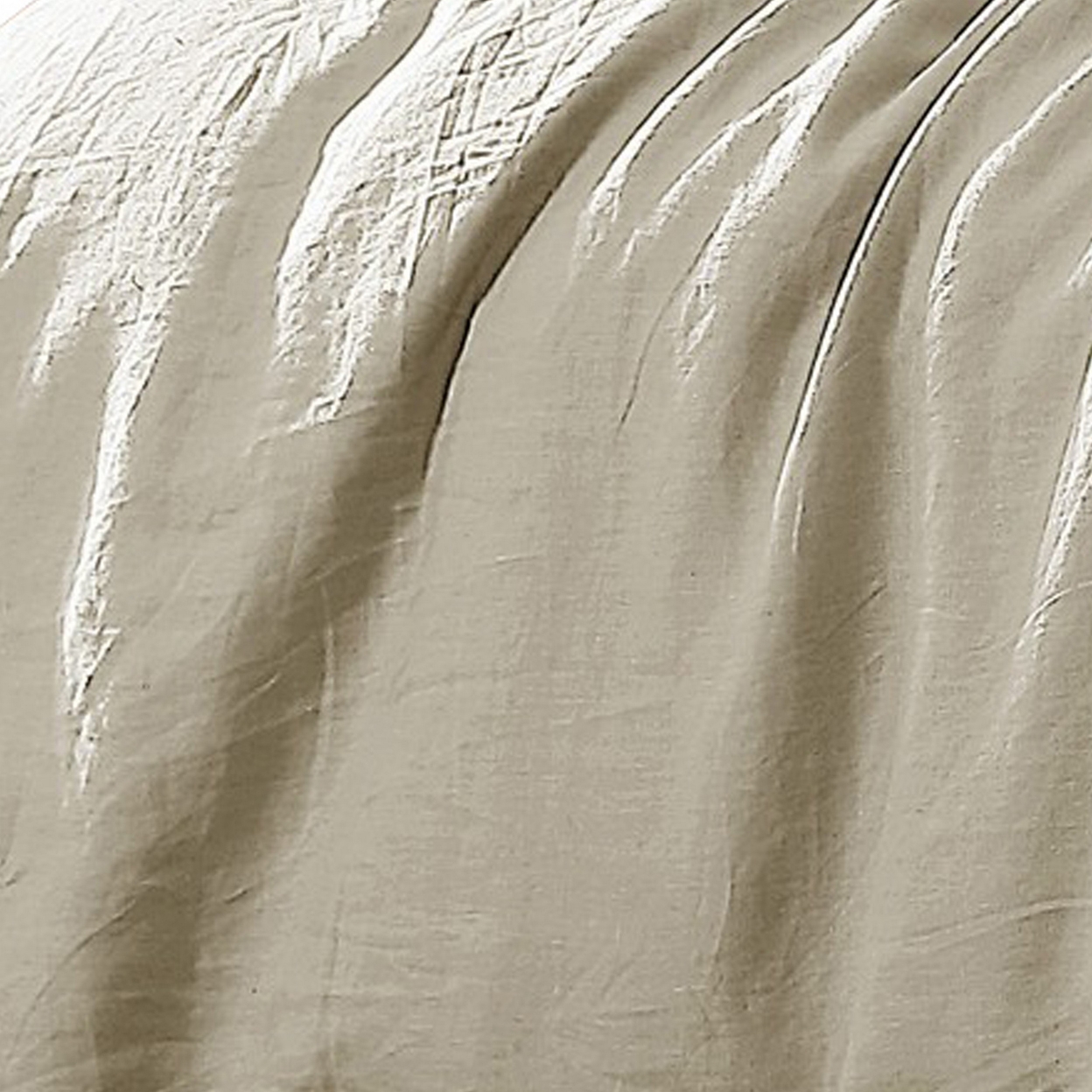 Edge 4 Piece Queen Size Duvet Comforter Set, Washed Linen, Oatmeal Beige - Saltoro Sherpi