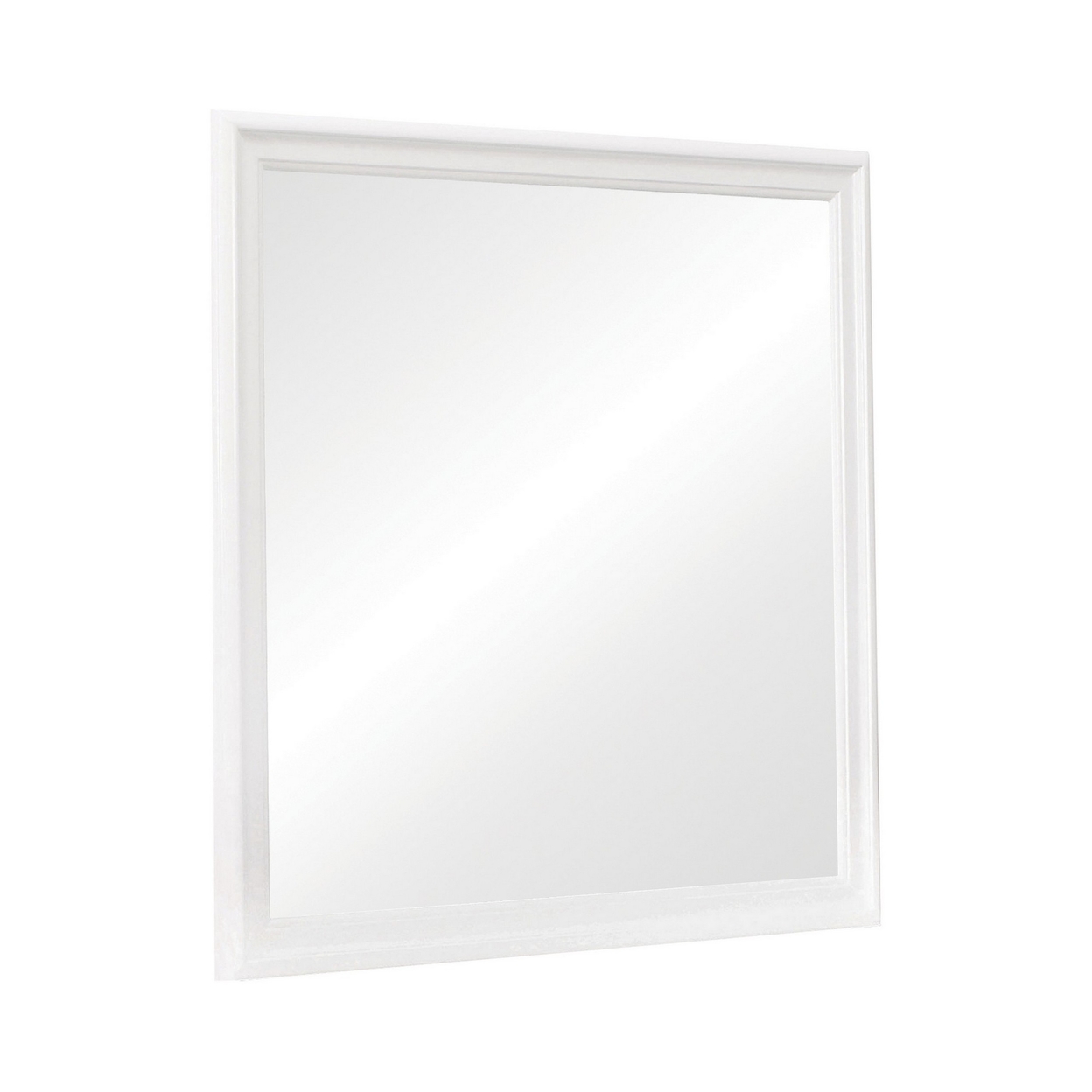 Molded Wooden Frame Mirror With Mounting Hardware, White- Saltoro Sherpi